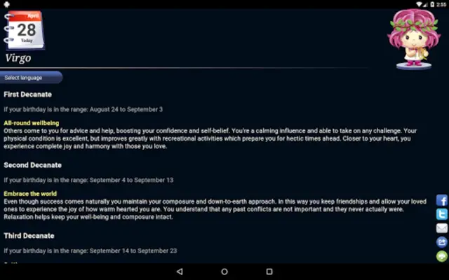 Horoscope android App screenshot 1